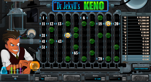 Dr Jekyll's Keno Losing Bet 1