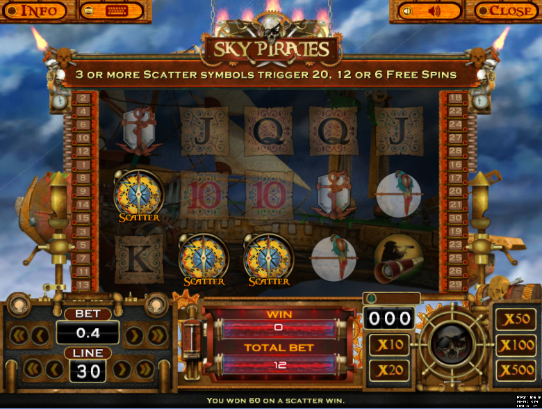 Sky Pirates Triggering Free Spins
