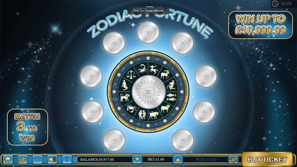 Zodiac Fortune game starting scene.png