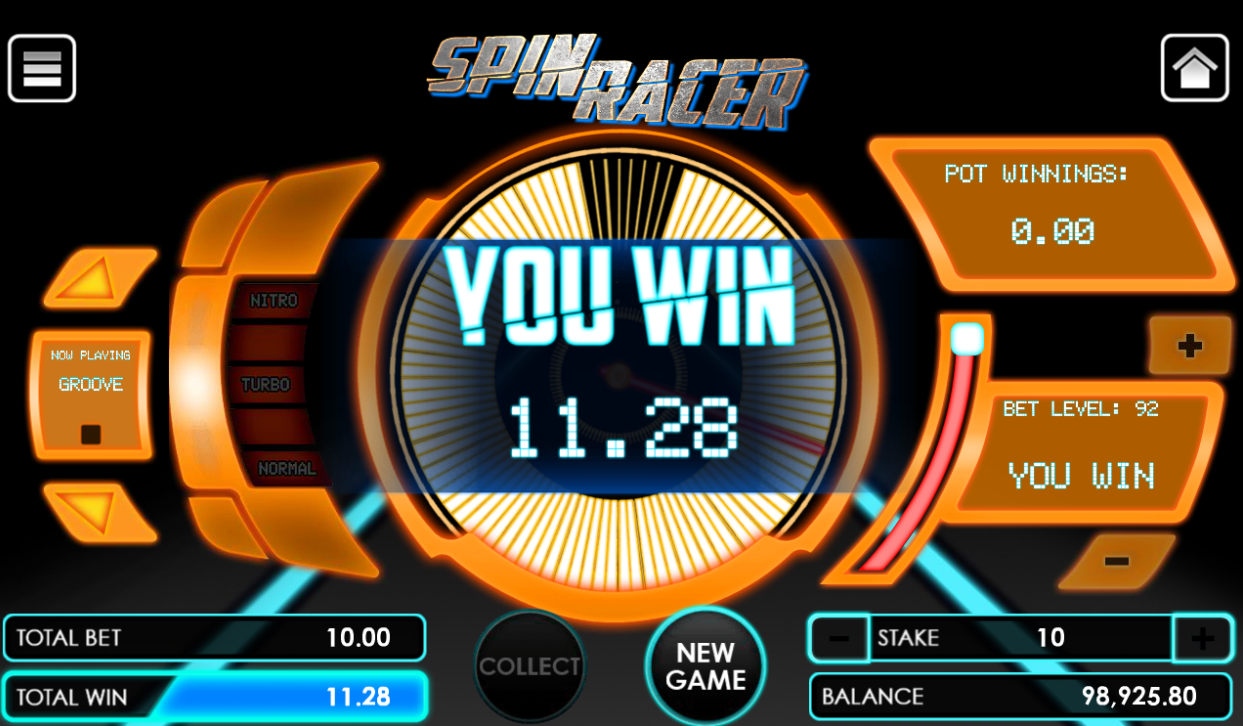 Spin Racer game winning flier