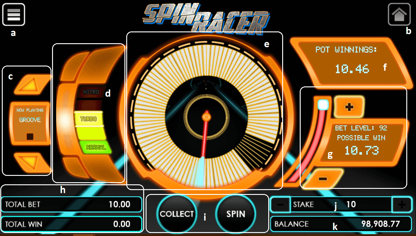 Spin Racer game user interface
