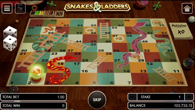 Snakes and Ladders with added multiplier