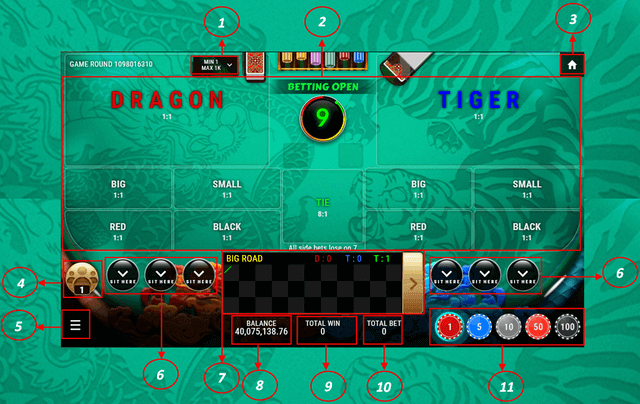 SBOTOP Live Casino  Dragon Tiger Multiplayer UI Interface