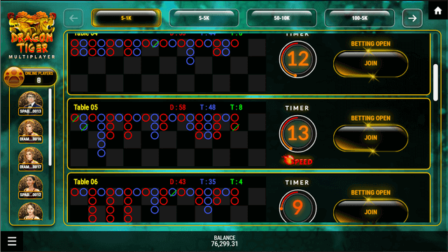 SBOTOP Live Casino  Dragon Tiger Multiplayer Lobby