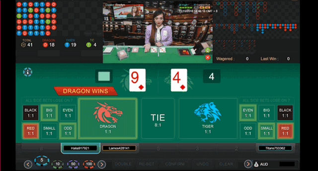 SBOBET Live Casino - Live Dragon Tiger Game Screen