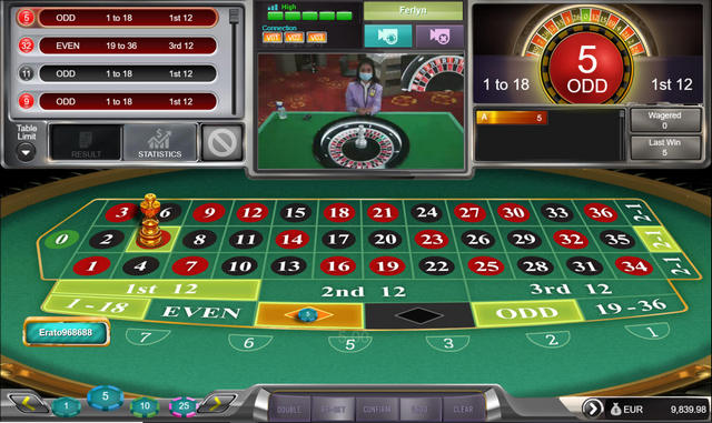 SBOBET Live Casino - Live Roulette Game Screen