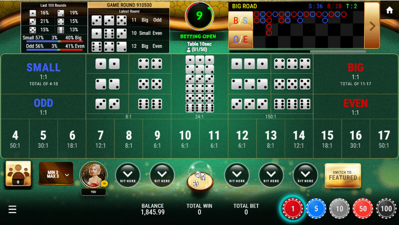 SBOBET Casino Games - Sic Bo Multiplayer Game UI