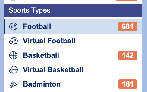 Live Events under Sports Menu