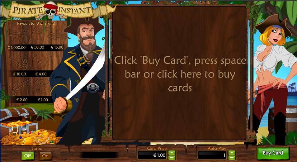 Pirate Instant Entry Screen