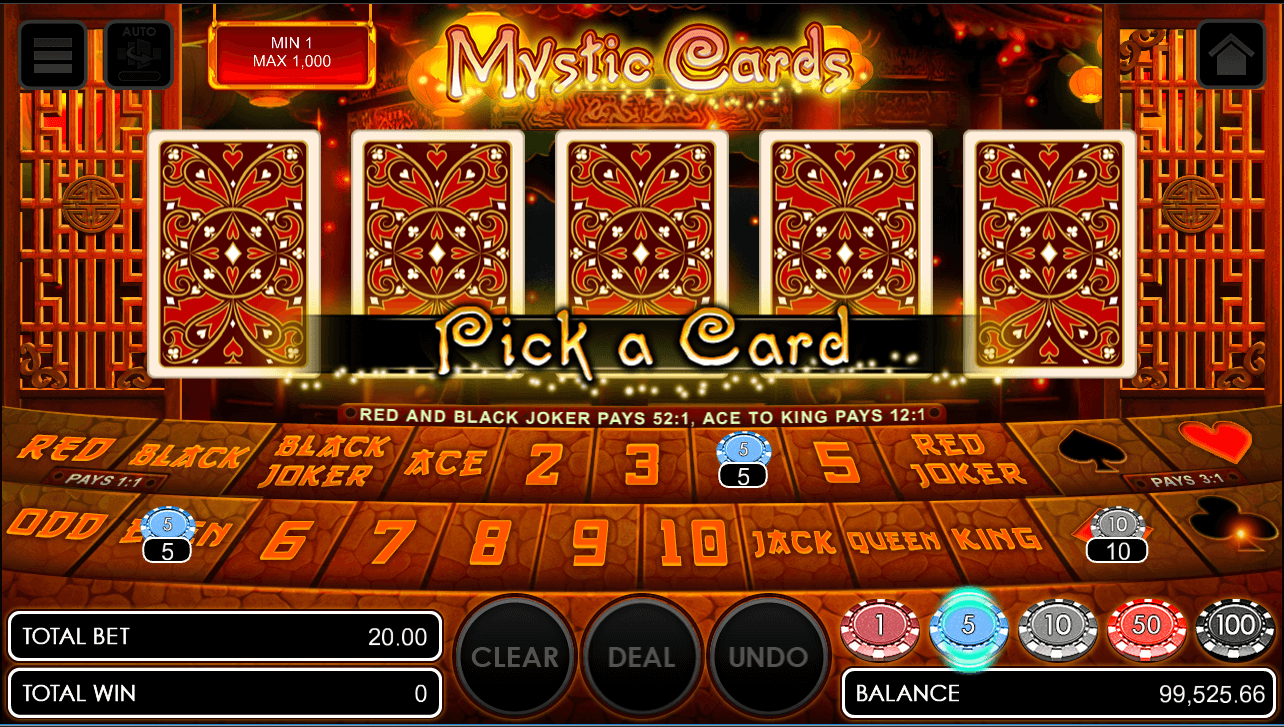 Mystic cards game after clicking Deal