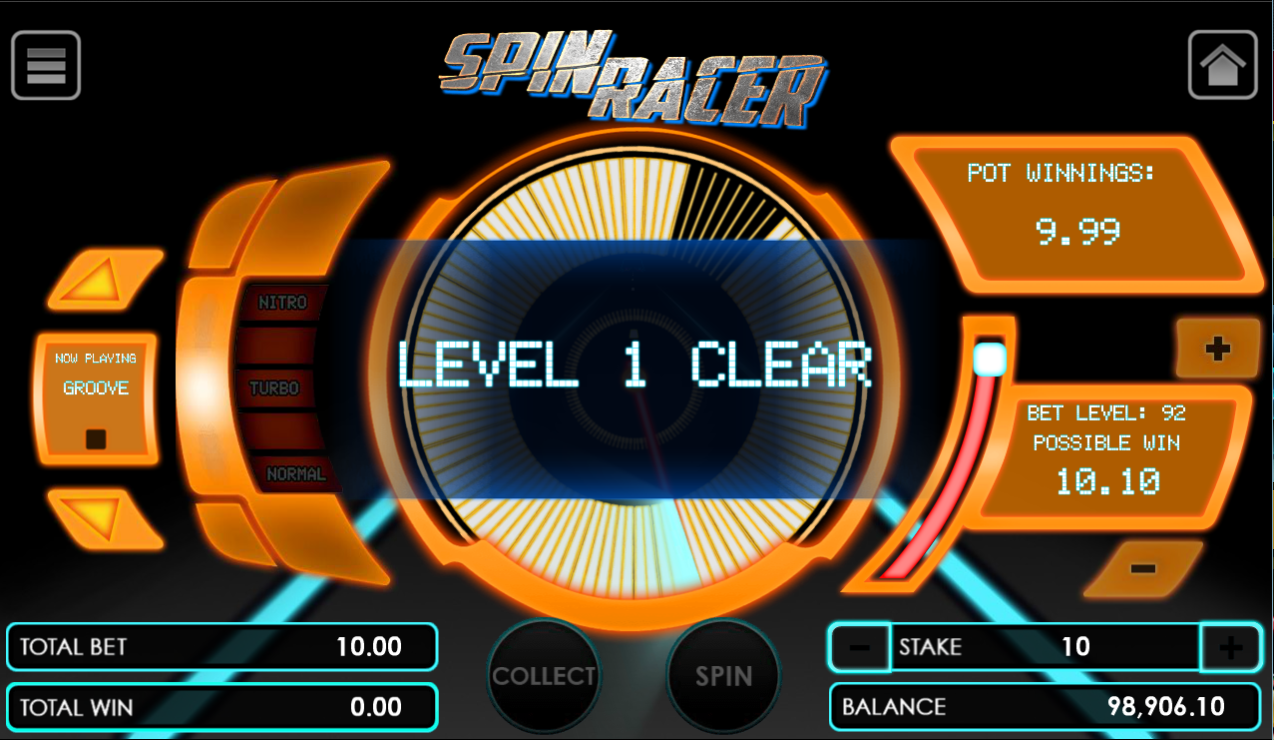 Spin Racer game after clicking spin