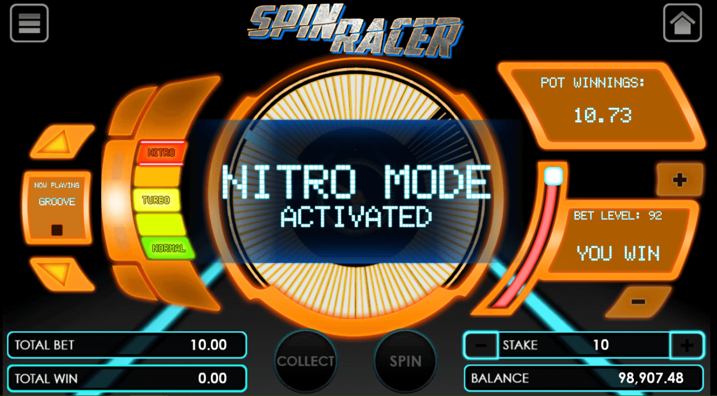 Spin Racer game with 5 pre-rounds won consecutively