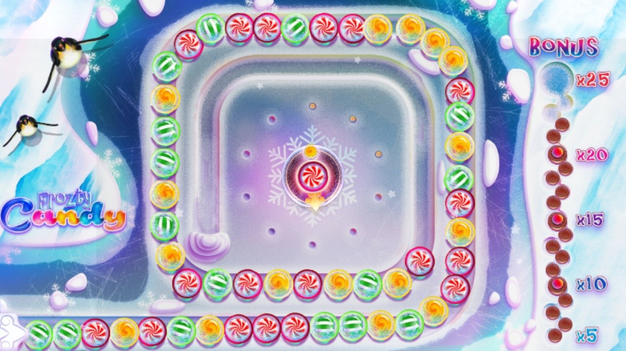 Frozty candy game in the Bonus game screen