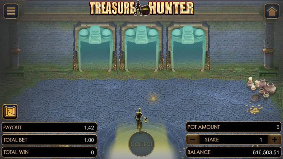 Treasure Hunter game upon clicking the Play button