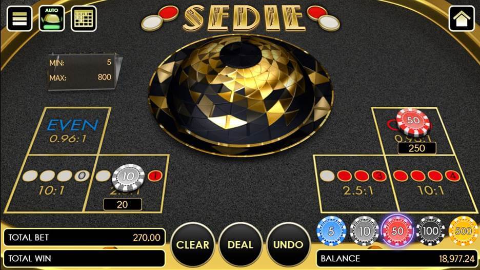 Sedie game with bets placed