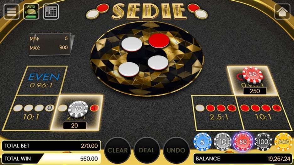 Sedie game with the winning pattern revealed