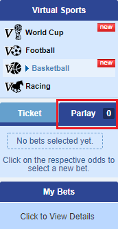 Virtual Basketball Select Parlay Ticket Virtual Basketball Select Parlay Ticket