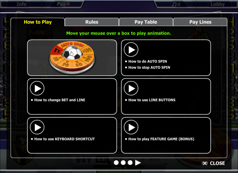 Football Madness INFO Menu Football Madness INFO Menu