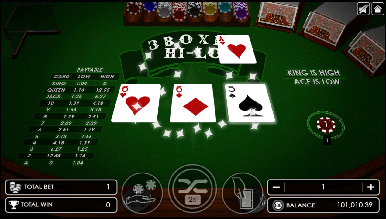 Three Boxes Hi-Lo comparing the previous and the current card.png Three Boxes Hi-Lo comparing the previous and the current card.png