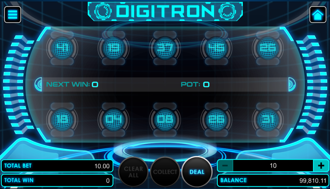 Digitron game upon opening the game Digitron game upon opening the game