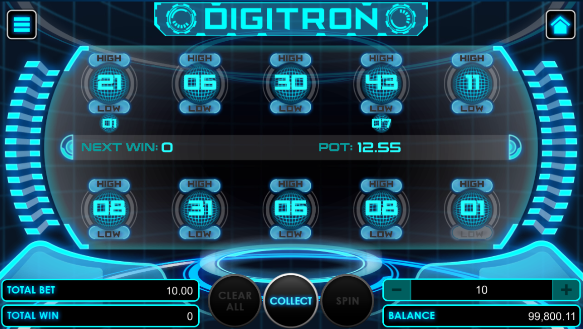 Digitron game with betting options correctly guessed Digitron game with betting options correctly guessed
