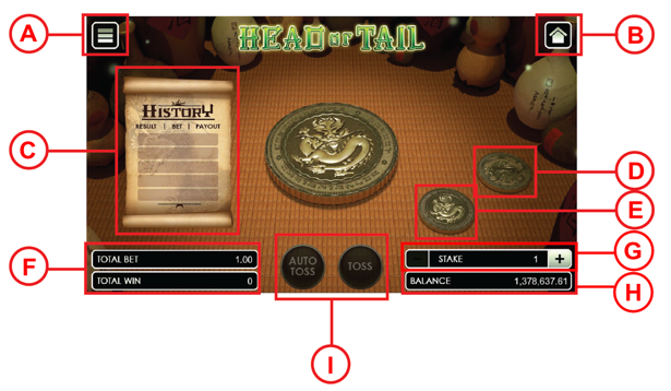 Head or Tail user interface Head or Tail user interface