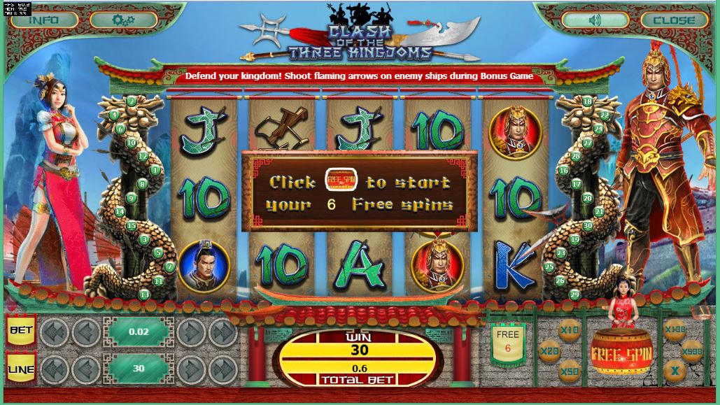 Clash of the Three Kindgoms Free Spins