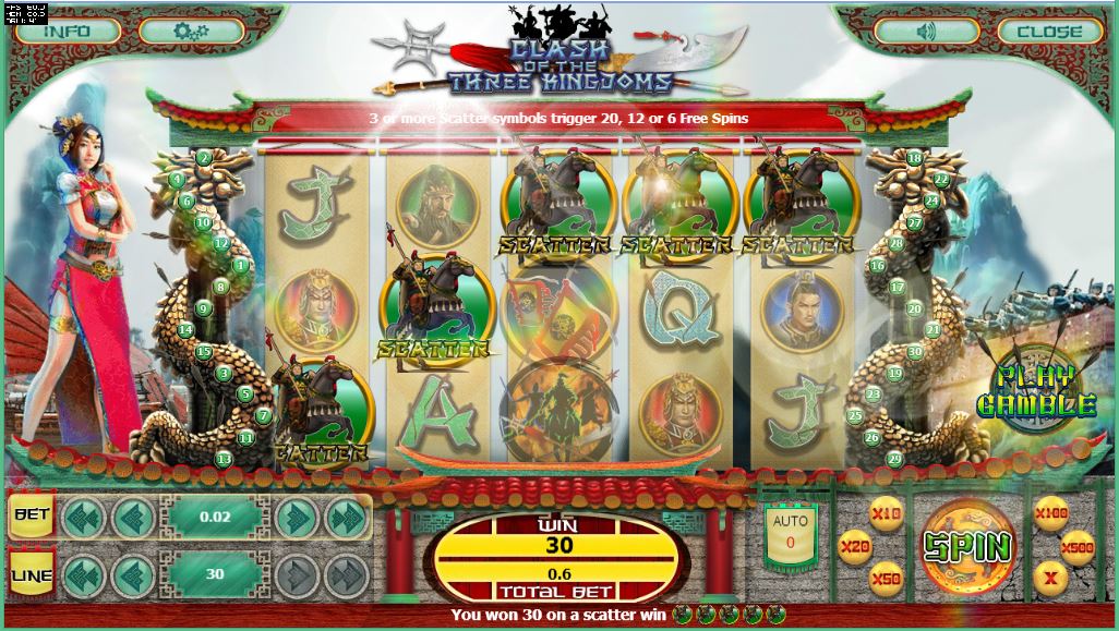 Clash of the Three Kindgoms Triggering Free Spins