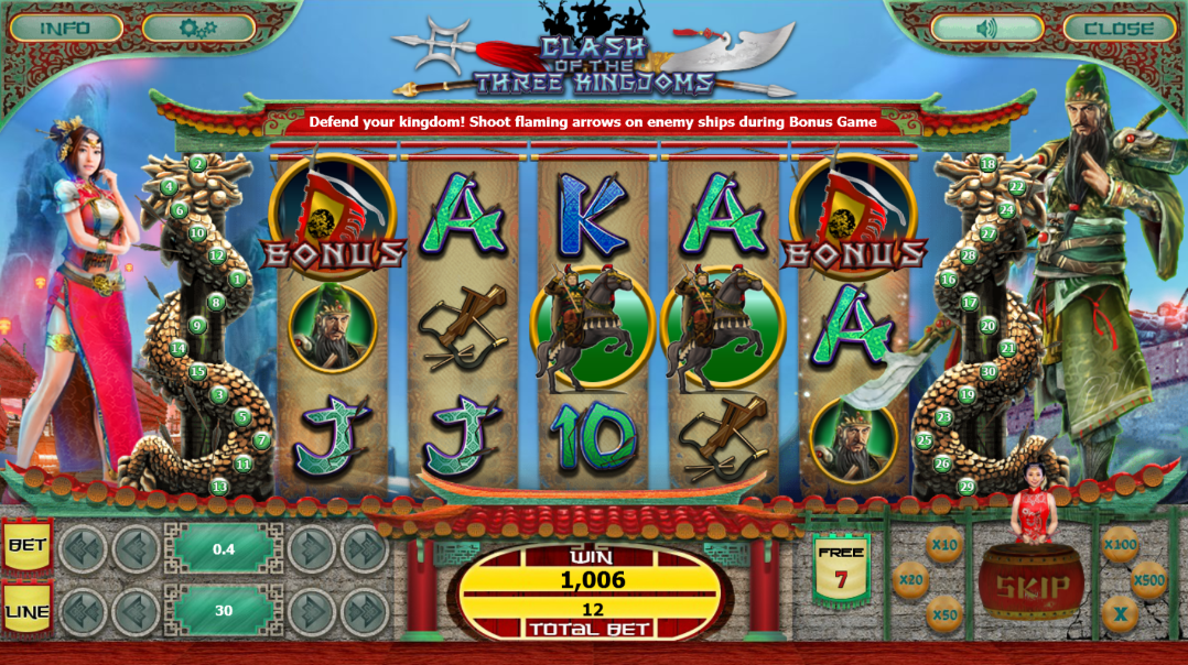 Clash of the Three Kindgoms Triggering Bonus Game Clash of the Three Kindgoms Triggering Bonus Game